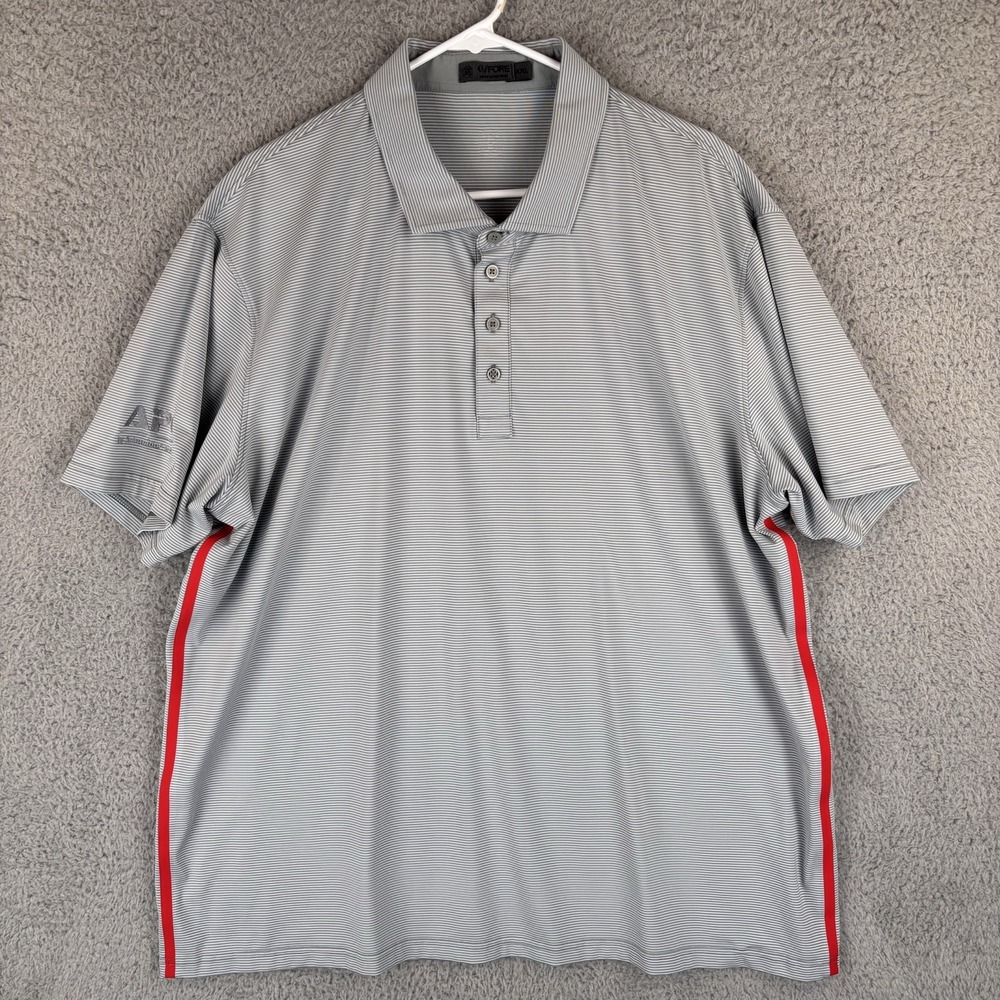 G/Fore‎ Polo Shirt Mens 2XL Gray White Striped Performance Golf *Logo*